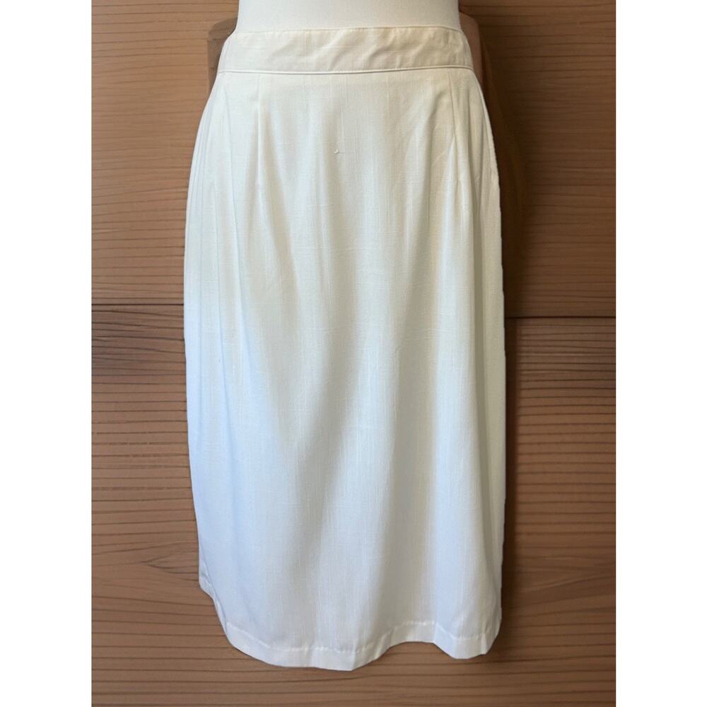 Radcliffe Vintage Midi Skirt Womens size 16 Solid White Career Casual Modest